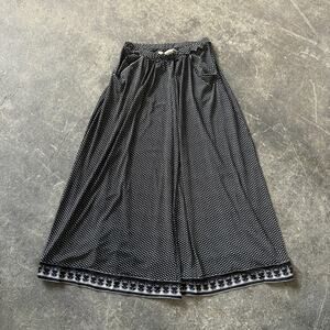 Vintage Max Studio Maxi Skirt Womens S Black Boho Long Motif Stretch Cottage